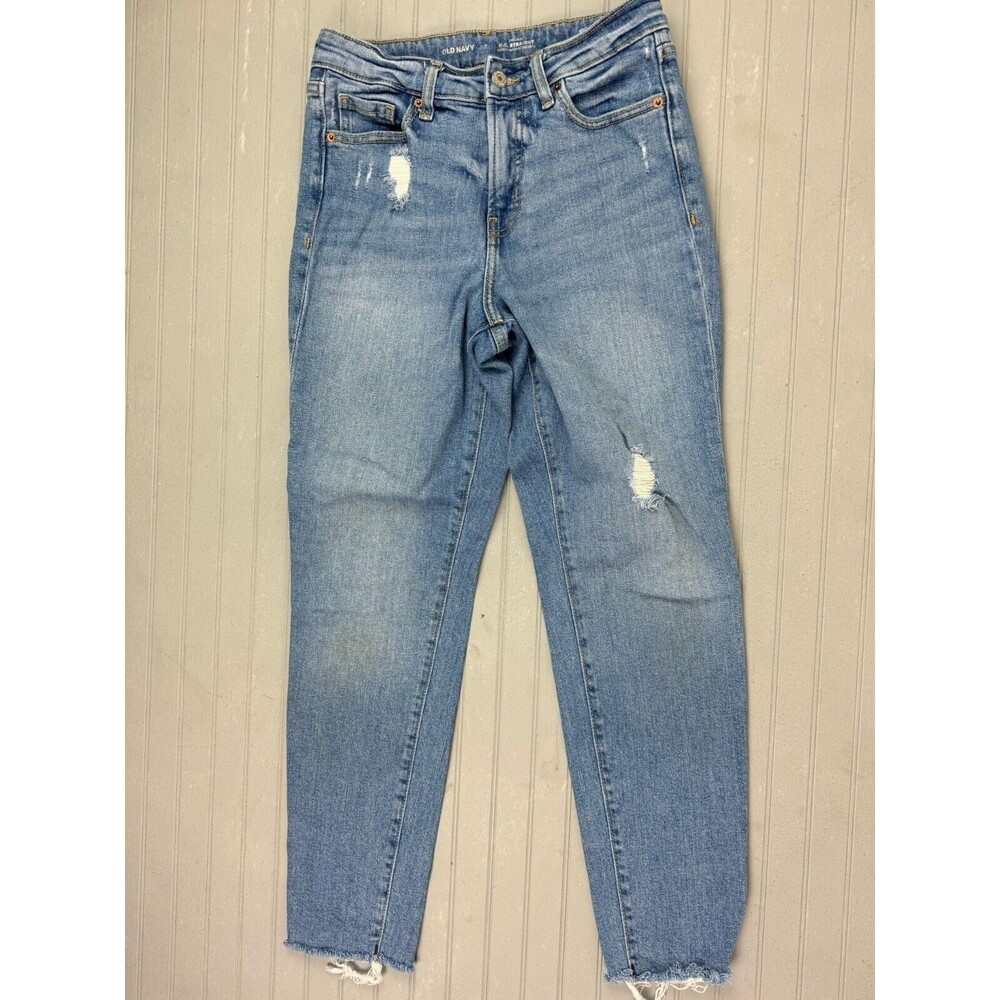 Old Navy Size 2 Womens Jeans High Rise OG Straight Stretch Light Wash Distress